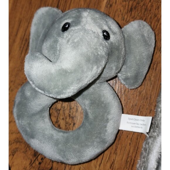 Lila and Jack Lovey White Gray Striped Elephant Security Blanket & Rattle Soft - Picture 2 of 5